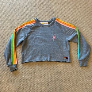 Aviator Nation Cropped Bolt Crewneck